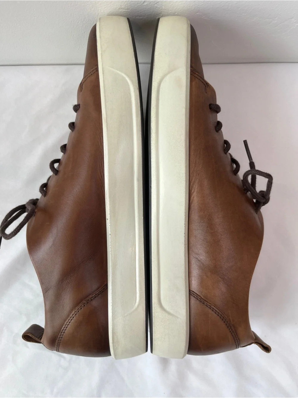 ECCO Soft 7 Cognac Brown Leather Lace Up Sneakers Mens US 9 EU 43 UK 9.5 440604